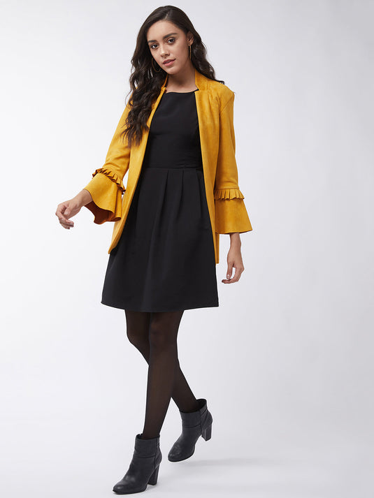 Solid Blazer With Ruffle