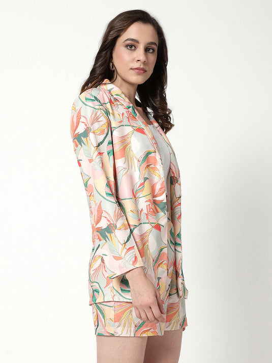 Digital Printed Front Open Blazer