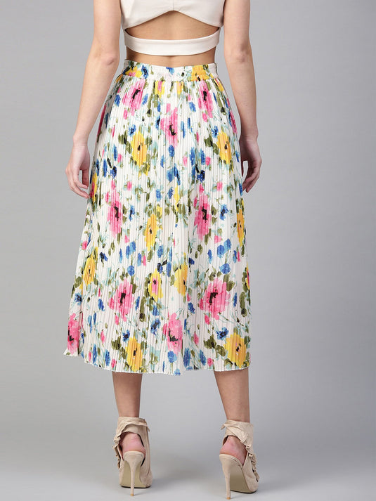 Floral Printed Pleated Skirt