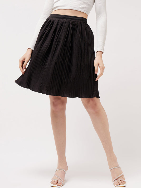 Solid Pleated Skirt