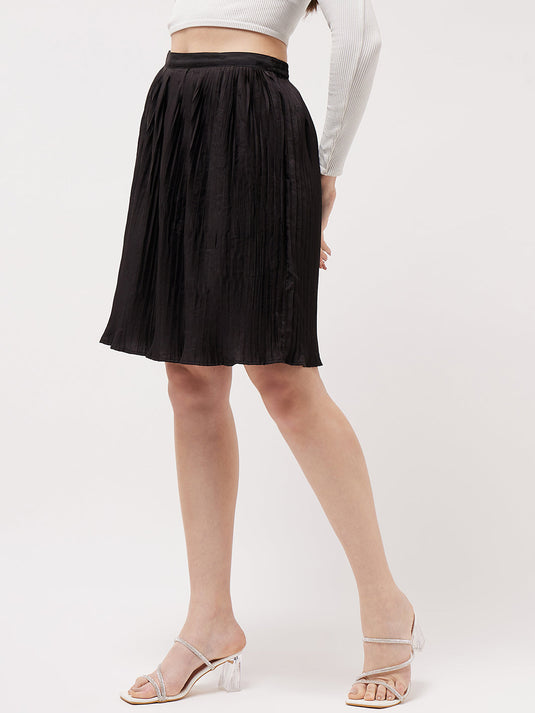 Solid Pleated Skirt