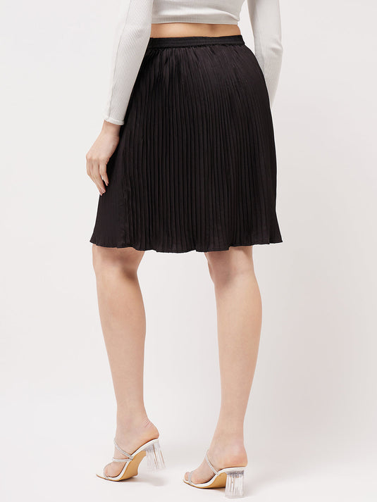 Solid Pleated Skirt