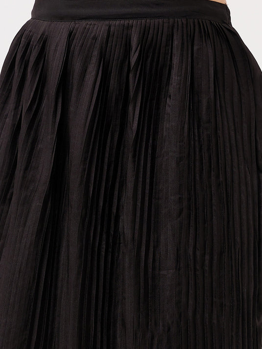 Solid Pleated Skirt