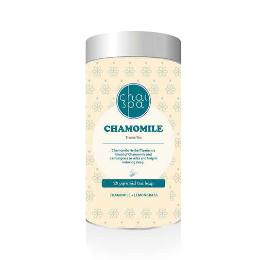 ChaiSpa Chamomile Tea -20 Dust Free Green Tea Pyramid Bags (20x3gm, Pack of 1)|Anti-Acne Tea|Other Herbal Ingredients-Spearmint, Hibiscus|Blended with Finest Green Tea Leaves