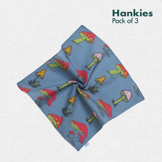 TMI! Too Motif Information! Unisex Hankies, 100% Organic Cotton, Pack of 3