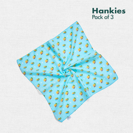 Beach Please! Unisex Hankies, 100% Organic Cotton, Pack of 3