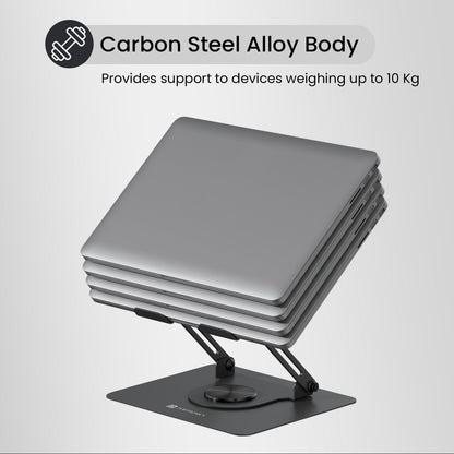 grey My Buddy K11 ergonomics design laptop stand| adjustable laptop stand made with carbon steel alloy body