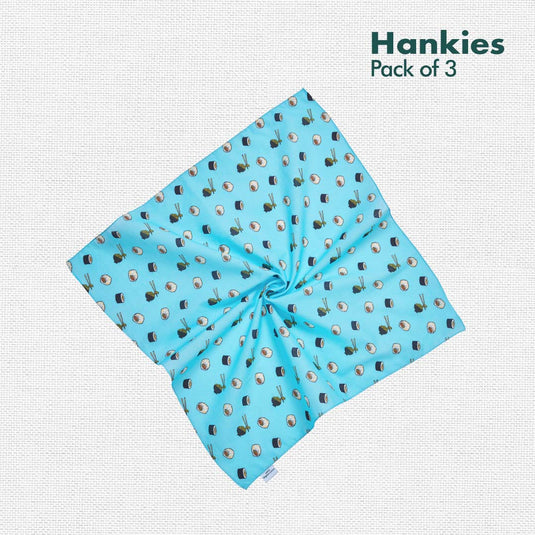 Foodgasm Series 2! Unisex Hankies, 100% Organic Cotton, Pack of 3