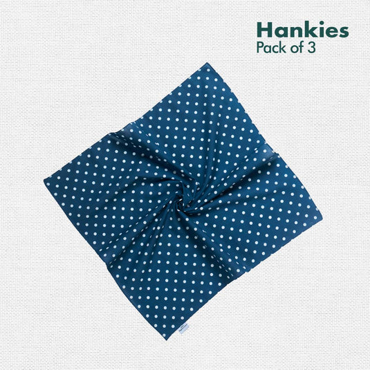 PTO! Polka Turn Over! Unisex Hankies, 100% Organic Cotton, Pack of 3