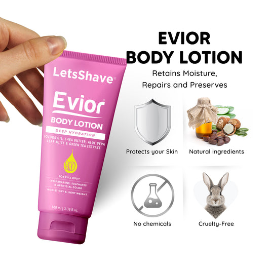 LetsShave Evior Trial Pack Sensitive Kit | Evior Trial Pack +Women Face Razor+Bikini Razor+ Transparent Shave Gel 30ml +Body Lotion 30ml | Complete Gift Set for Women