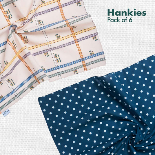 PTO! Polka Turn Over! + TBC! The Boss Collection! Unisex Hankies, 100% Organic Cotton, Pack of 6