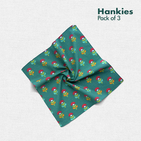 F&F! Flora & Fauna! Unisex Hankies, 100% Organic Cotton, Pack of 3