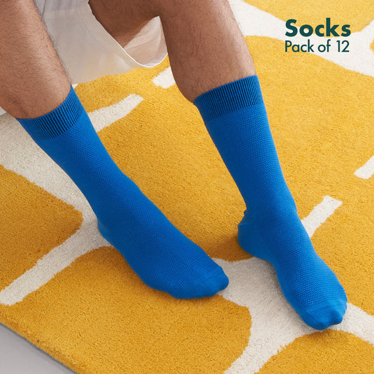 Solid Color Affair! Unisex Socks, 100% Organic Cotton, Crew Length, Pack of 12