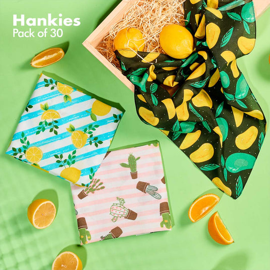 My Hanky Closet! Unisex Hankies, 100% Organic Cotton, Pack of 30 + Free Tin Box