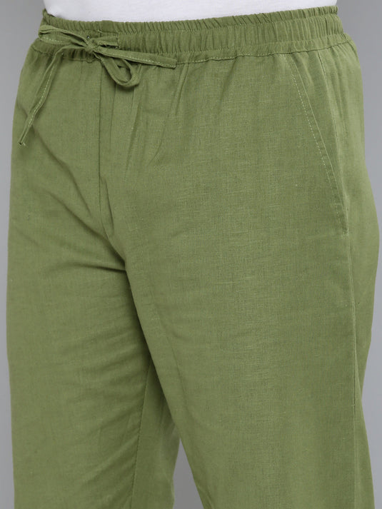 Men Hemp Regal Olive Broad Bottom Comfort Pant