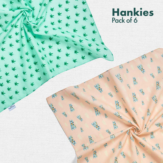 Travelicious! + Happy High! Unisex Hankies, 100% Organic Cotton, Pack of 6