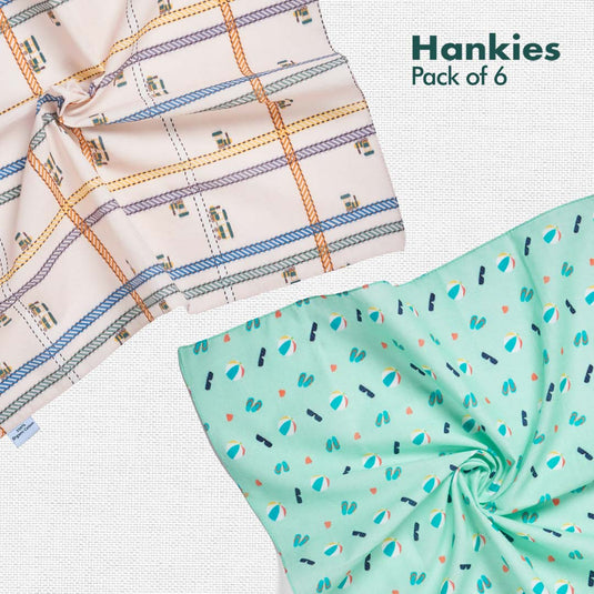 TBC! The Boss Collection! + Beach Please! Unisex Hankies, 100% Organic Cotton, Pack of 6