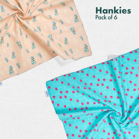 Child-unlock! + Travelicious! Unisex Hankies, 100% Organic Cotton, Pack of 6