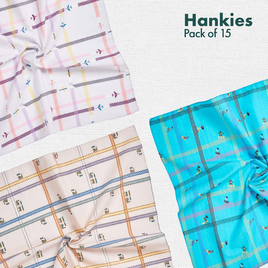 TBC! The Boss Collection! + Animalholic! + Travelicious! + Now You Sea Me! + Beach Please! Unisex Hankies, 100% Organic Cotton, Pack of 15