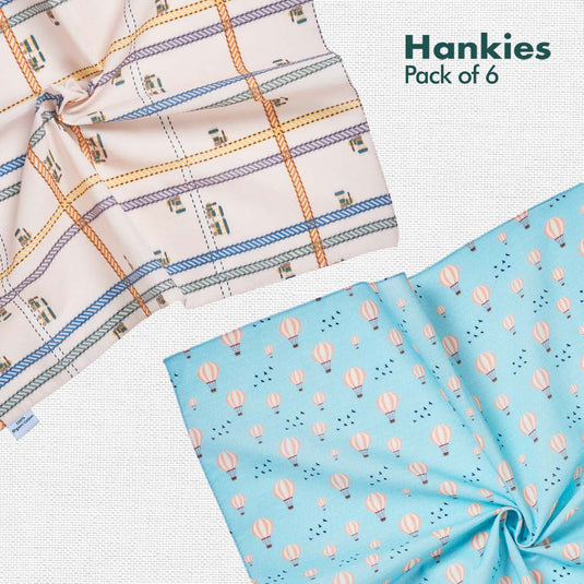 Travelicious! + TBC! The Boss Collection! Unisex Hankies, 100% Organic Cotton, Pack of 6