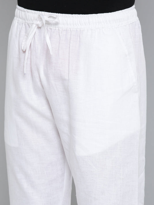 Men Hemp White Broad Bottom Comfort Pant