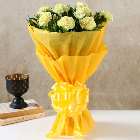 FNP- 8 Yellow Carnations Bouquet- Small
