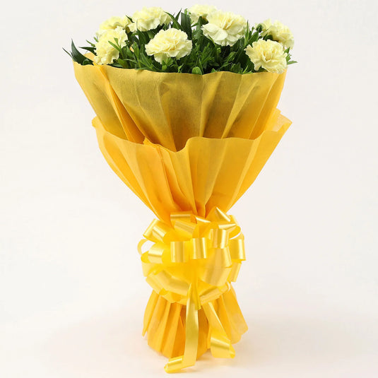 FNP- 8 Yellow Carnations Bouquet- Small