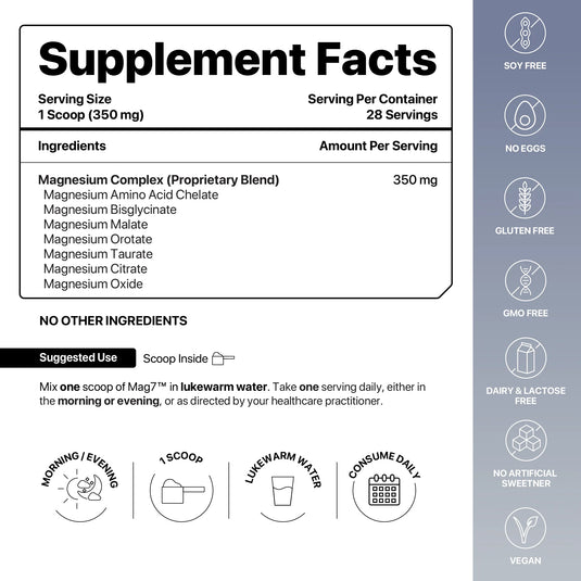 Mag7™ Powder | Seven Magnesium Complex Powder| 10g, 28 servings
