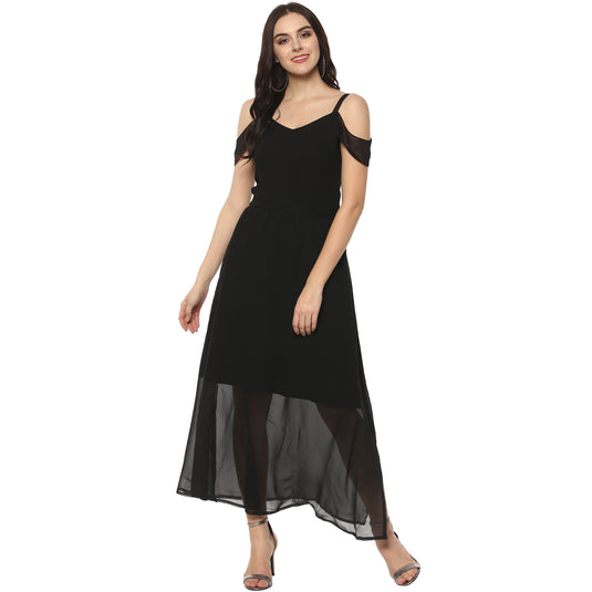 Solid Drop Sleeves Maxi Dress