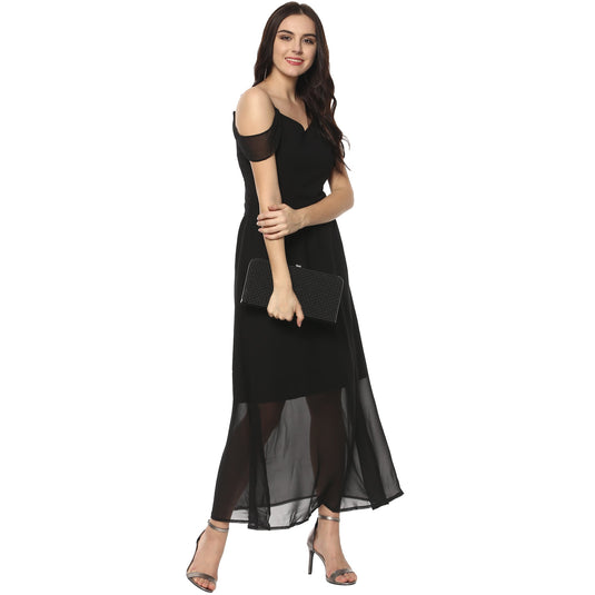 Solid Drop Sleeves Maxi Dress