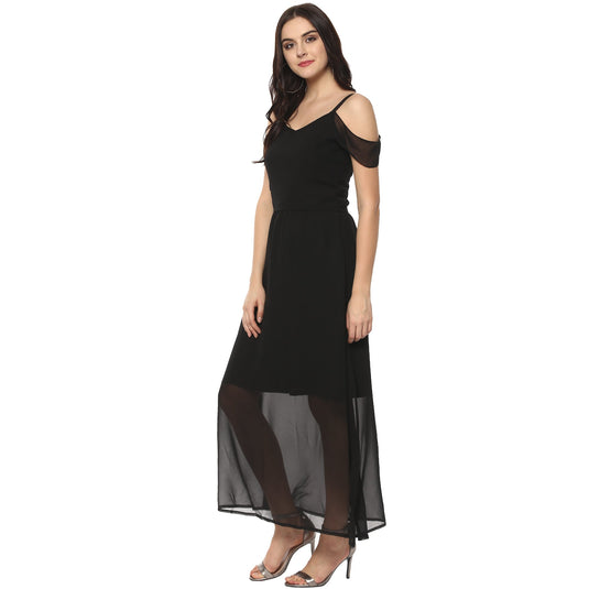 Solid Drop Sleeves Maxi Dress