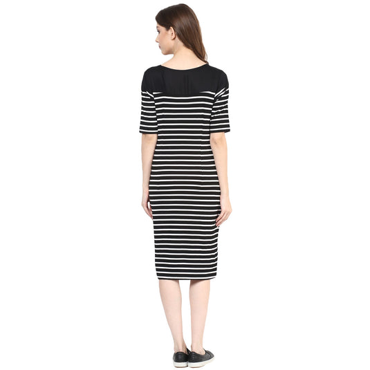 Stripe Yoke Midi Dress