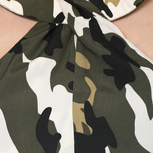 Twisted Military Print Dress