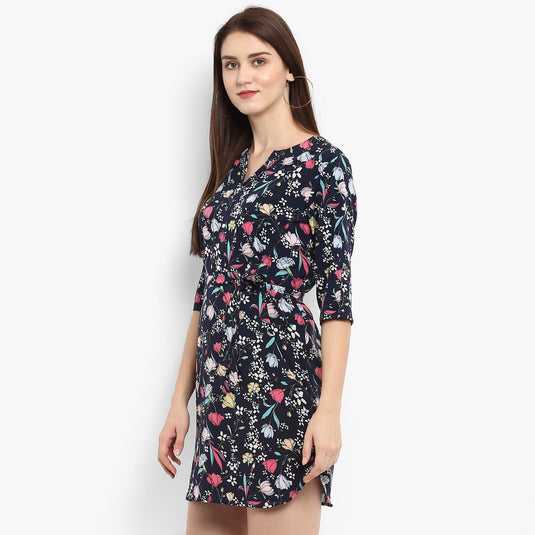 Floral Printed Shirt Dress