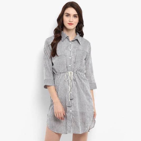 Stripe Printed Shirt Dress