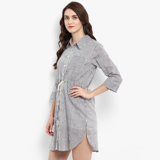 Stripe Printed Shirt Dress