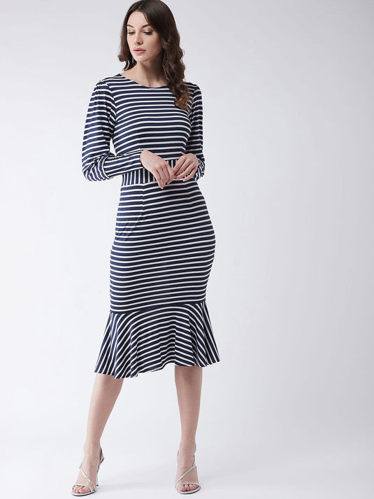 Women's Striped Fish Cut Dress