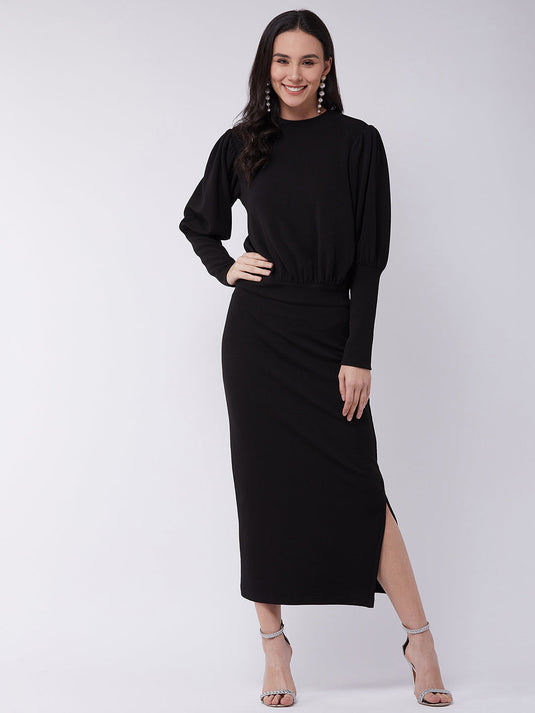 Black Leg 'O' Mutton Fitted Dress