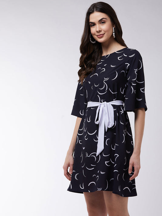 Moon Printed A-Line Dress