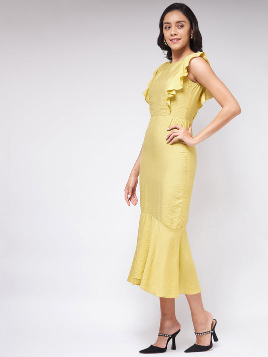 Flaunt Yourself In Solid Fitted Dress With Fish Cut Bottom