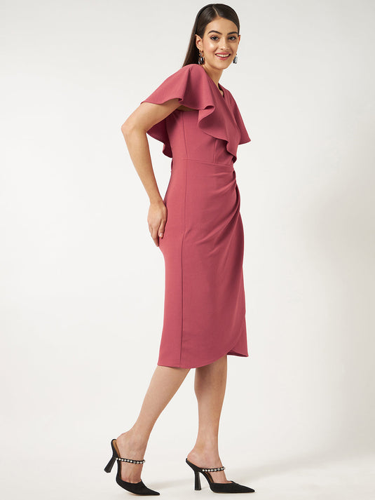 Fit And Flare Dress With Front Overlaping