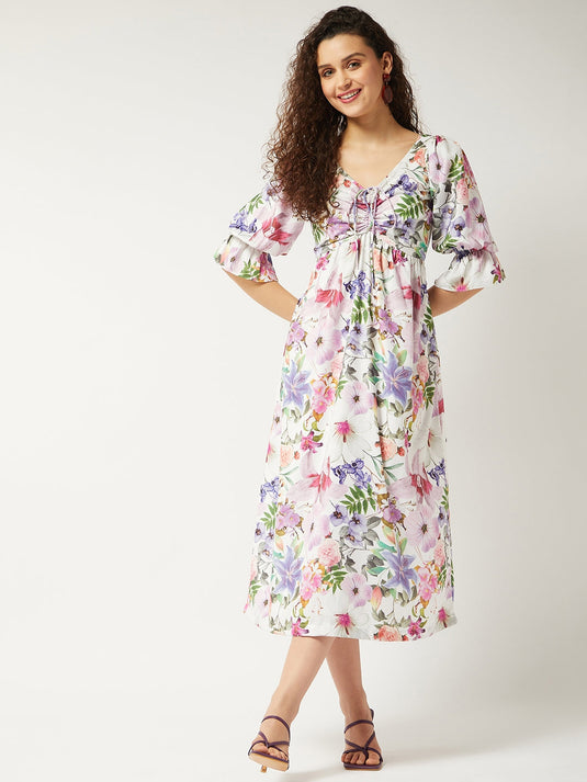 Floral Printed Fit And Flare Dress