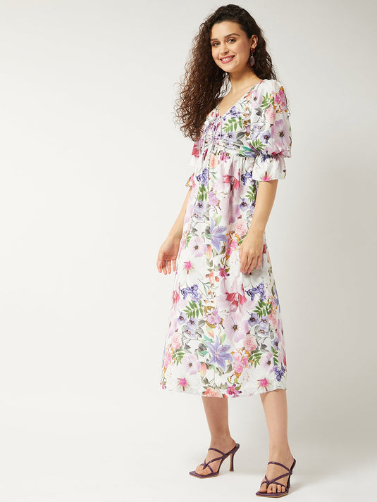 Floral Printed Fit And Flare Dress