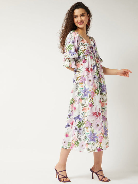 Floral Printed Fit And Flare Dress