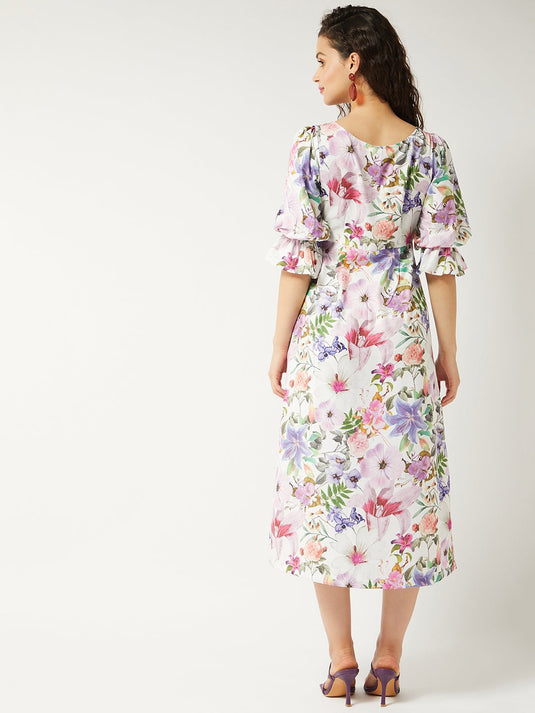 Floral Printed Fit And Flare Dress