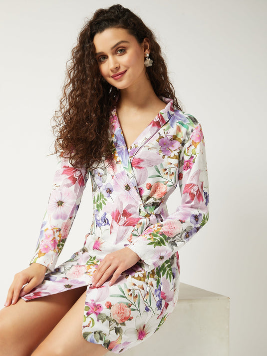 Floral Printed Blazer Dress