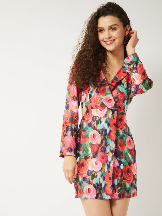 Multicolor Printed Blazer Dress