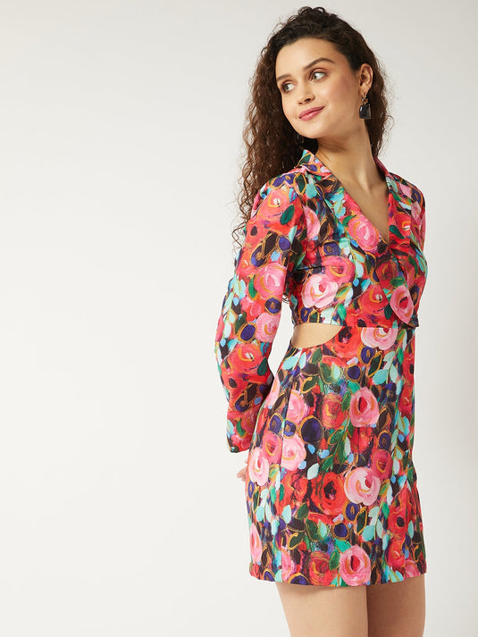 Multicolor Printed Blazer Dress