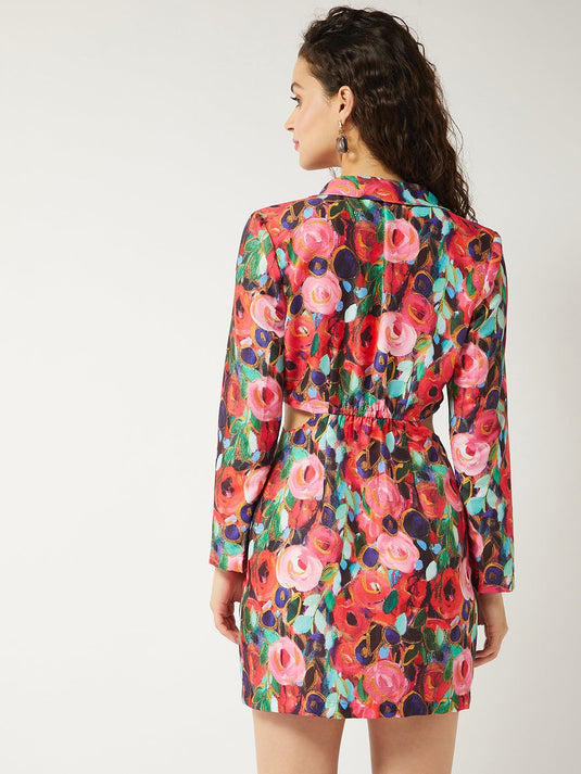 Multicolor Printed Blazer Dress