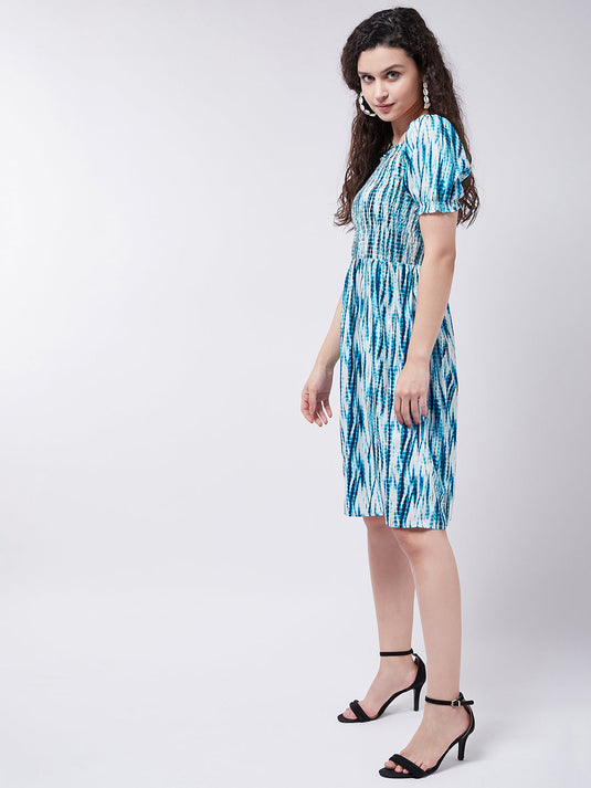 Women's Tye-Dye Printed Square Neck Dress